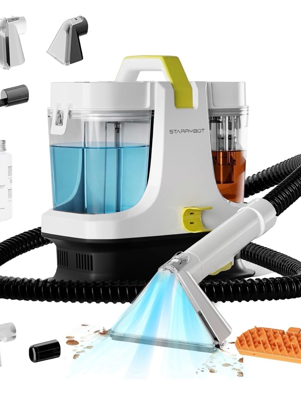 Amazon Starrvbot Portable Upholstery and Carpet Cleaner in White and Yellow